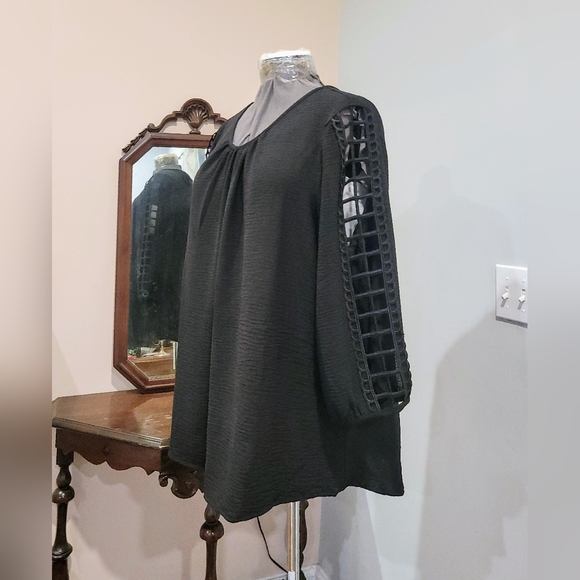 NWT 3X Open Sleeved Blk Dress Blouse - Picture 8 of 13